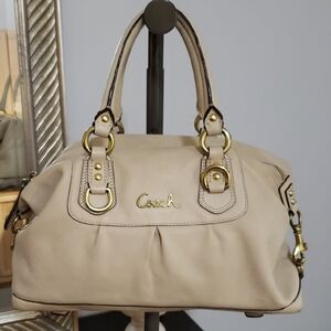 Coach Beige Satchel with Gold Accents